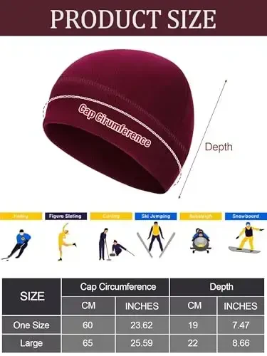 3 Pieces Winter Warm Skull Cap Soft Fleece Beanie Hat Thick Windproof Watch Cap Skiing Outdoor Warm Colored for Men Women - 6