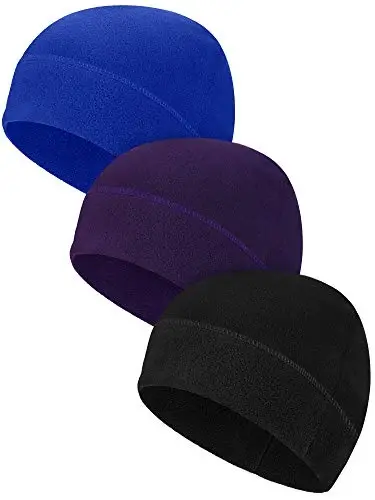 3 Pieces Winter Warm Skull Cap Soft Fleece Beanie Hat Thick Windproof Watch Cap Skiing Outdoor Warm Colored for Men Women - 3