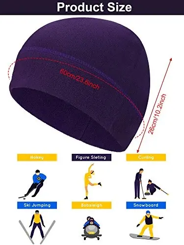 3 Pieces Winter Warm Skull Cap Soft Fleece Beanie Hat Thick Windproof Watch Cap Skiing Outdoor Warm Colored for Men Women - 3