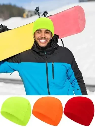 3 Pieces Winter Warm Skull Cap Soft Fleece Beanie Hat Thick Windproof Watch Cap Skiing Outdoor Warm Colored for Men Women - 6