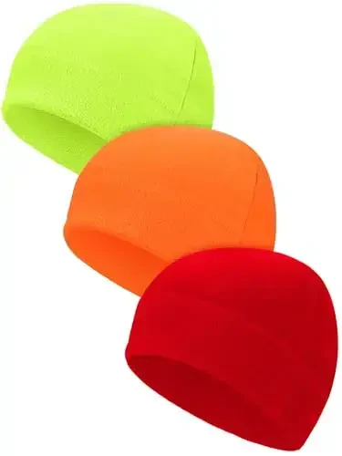 3 Pieces Winter Warm Skull Cap Soft Fleece Beanie Hat Thick Windproof Watch Cap Skiing Outdoor Warm Colored for Men Women - 3