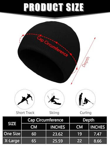 3 Pieces Winter Warm Skull Cap Soft Polar Fleece Beanie Hat Thick Windproof Watch Cap Skiing Outdoor Cap for Men Women - 3