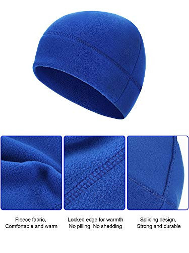 3 Pieces Winter Warm Skull Cap Soft Polar Fleece Beanie Hat Thick Windproof Watch Cap Skiing Outdoor Cap for Men Women - 5