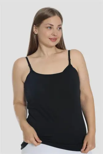 3 Pieces Women Black Nursing Tank Tops Cotton Lycra - 5
