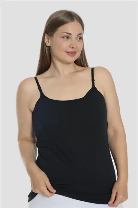 3 Pieces Women Black Nursing Tank Tops Cotton Lycra - 5