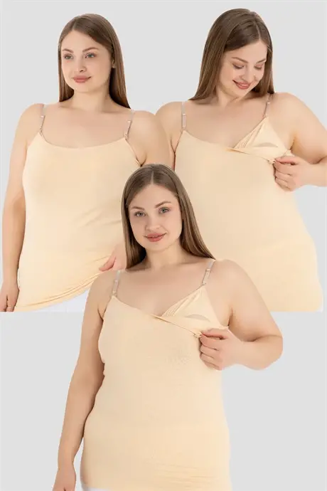 3 Pieces Women Skin Tone Nursing Tank Top Cotton Lycra - 1