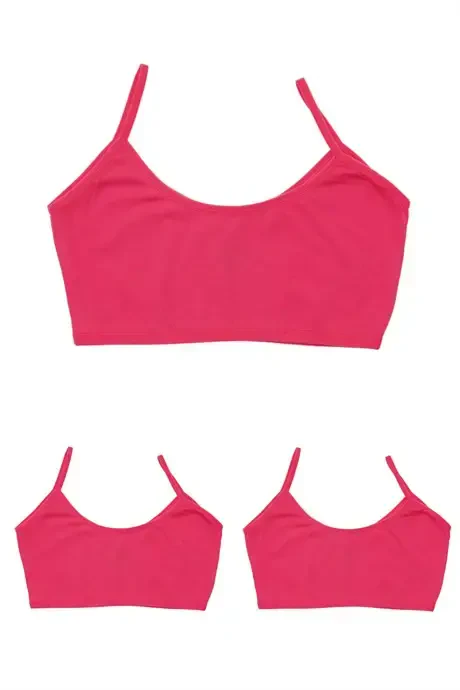 3 Pink Girls Crop Top Non-Padded Cotton Teen Training Bra - 1