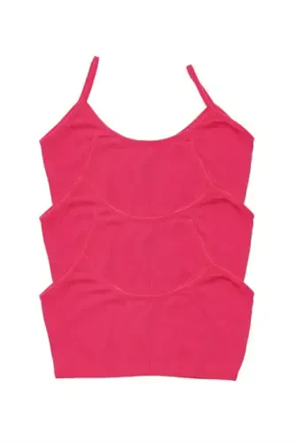 3 Pink Girls Crop Top Non-Padded Cotton Teen Training Bra - BÜYÜKBEDENIZ (1)