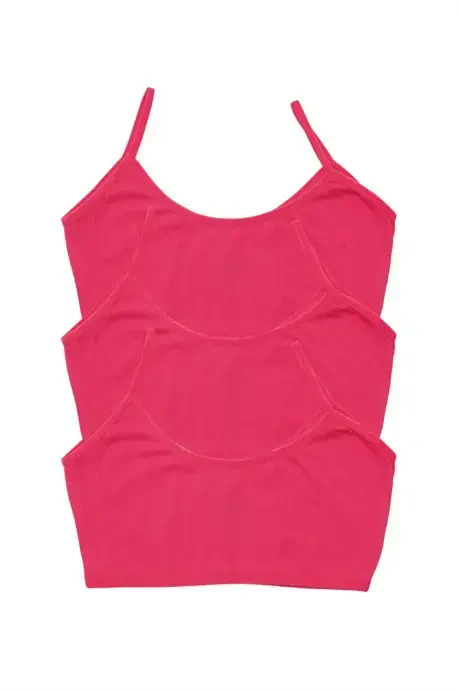 3 Pink Girls Crop Top Non-Padded Cotton Teen Training Bra - 2