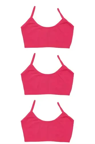 3 Pink Girls Crop Top Non-Padded Cotton Teen Training Bra - 3