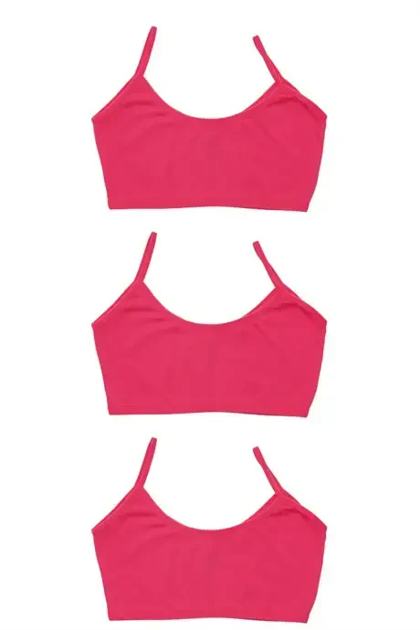 3 Pink Girls Crop Top Non-Padded Cotton Teen Training Bra - 3