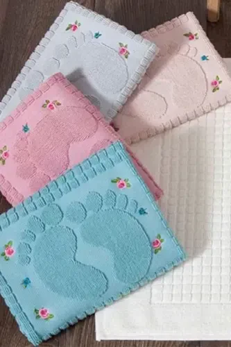 3 Plum Embroidered Foot Towels 100% Cotton Size: 50x70-Plum - ÇAPA HOME (1)
