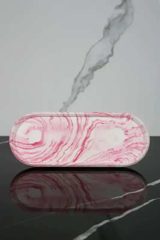 3 предмета мраморного дизайна бетонный набор для ванной комнаты дозатор мыла подставка для зубных щеток поднос-розовый - 4
