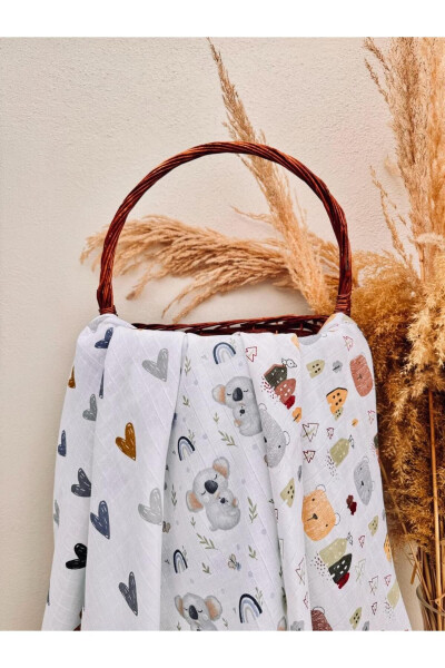 3 qatli 100% paxta organik muslin mato adyol, ko'p maqsadli, 80x80 sm, yangi tug'ilgan chaqaloq - 5