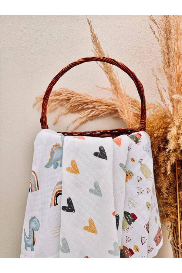 3 qatli 100% paxta organik muslin mato adyol, ko'p maqsadli, 80x80 sm, yangi tug'ilgan chaqaloq - 2