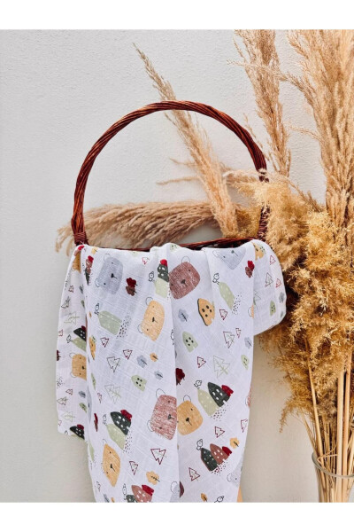 3 qatli 100% paxta organik muslin mato adyol, ko'p maqsadli, 80x80 sm, yangi tug'ilgan chaqaloq - 4