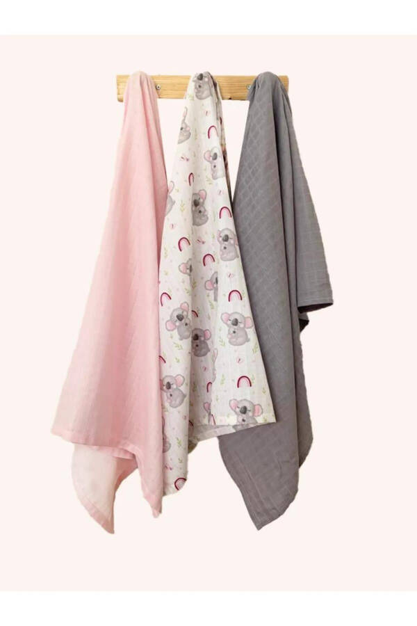 3 qatli 100% paxtadan Organik muslin mato adyol, Ko'p maqsadli, 80x80 sm, Yangi tug'ilgan chaqaloq - 1