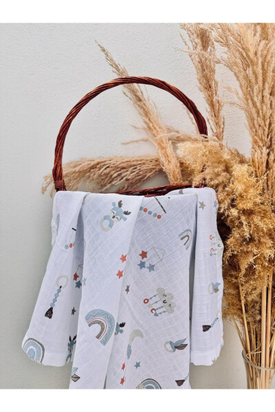 3 qatli 100% paxtadan organik muslin mato adyol, ko'p maqsadli, 80x80 sm, yangi tug'ilgan chaqaloq - 4