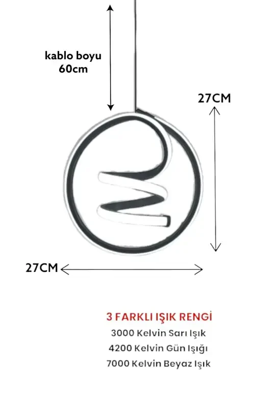 3 Renk Işıklı Modern Sarkıt Led Avize Gümüş Gri Kasa Antre, Hol, Oda-Gümüş Gri Gün Işığı - 2