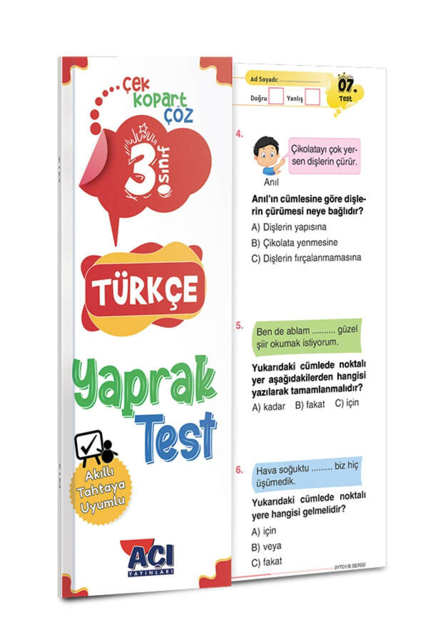 3. Sınıf Matematik Türkçe Fen Hayat Bilgisi İngilizce Yaprak Test Seti 5 Test - 8