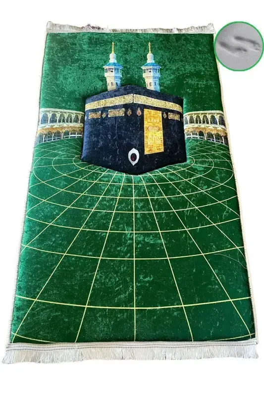 3 sm Qalin G'ubkali Yumshoq Sajda Tizza Og'ritmaydi Seplik Sovg'a Namozlik Katlanadigan-YASHIL KABA - 2