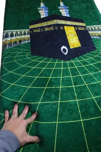 3 sm Qalin G'ubkali Yumshoq Sajda Tizza Og'ritmaydi Seplik Sovg'a Namozlik Katlanadigan-YASHIL KABA - 7