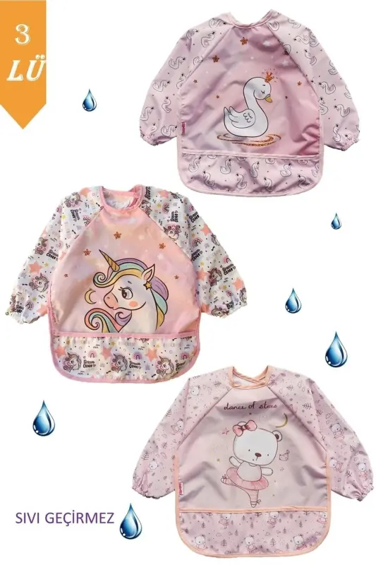 3 шт. Непромокаемый слюнявчик Unicorn Swan Bear для кормления ребенка 0-3 лет - 1