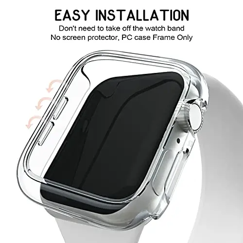 3 шт. Совместимый чехол для Apple Watch 41 мм Series 8 Series 7, жесткий чехол-бампер из ПК, защитная рамка [без защитной пленки для экрана], совместимый с аксессуарами iWatch 41 мм, прозрачный/прозрачный/прозрачный - 6