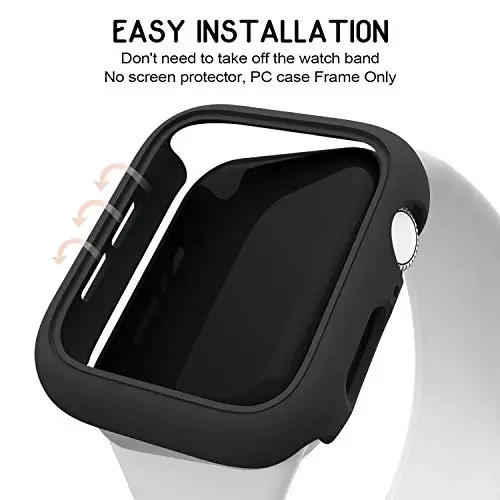 3 шт. Совместимый чехол для Apple Watch 41 мм Series 8 Series 7, жесткий чехол-бампер из ПК, защитная рамка [без защитной пленки] Совместимый с аксессуарами iWatch 41 мм, черный/черный/черный - 5