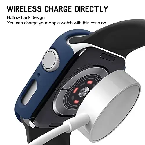 3 шт. Совместимый чехол для Apple Watch 45 мм Series 8 Series 7, Жесткий ПК бампер Защитная рамка [БЕЗ защитной пленки] Совместим с аксессуарами iWatch 45 мм, Черный/Темно-синий/Прозрачный - 6