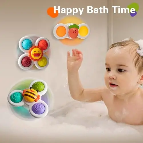 3 шт. Вращающиеся игрушки с присосками для мальчиков 1-2 лет, сенсорные игрушки для малышей 1-3 лет, подарки для девочек 1 года - 5