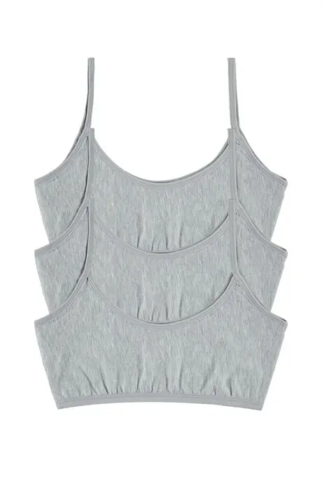 3 штуки серые детские полу-бра без накладок из хлопка молодежные девчачьи учебные бюстгальтеры - 2