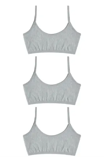 3 штуки серые детские полу-бра без накладок из хлопка молодежные девчачьи учебные бюстгальтеры - 3