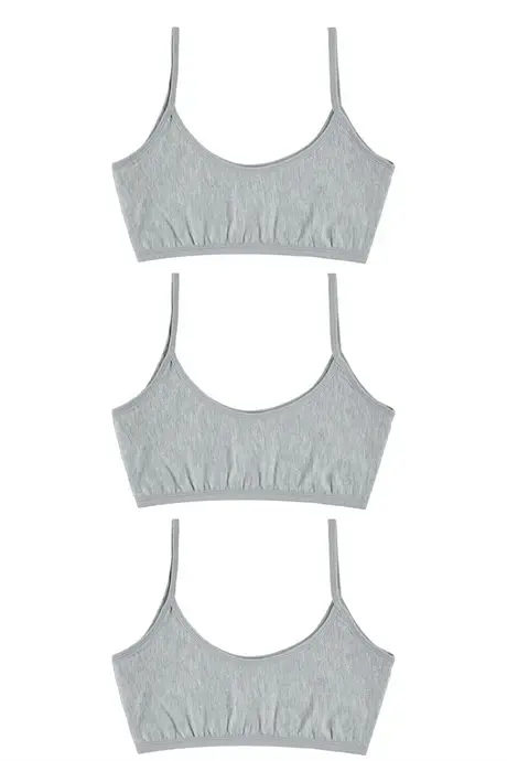 3 штуки серые детские полу-бра без накладок из хлопка молодежные девчачьи учебные бюстгальтеры - 3