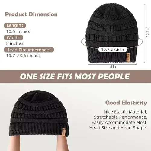 3 ta ayollar uchun atlas astarli shapka, ipak astarli iliq yumshoq qishki shapkalar, moda katta hajmli kabeldan to'qilgan shapka bosh suyagi qopqog'i - 2