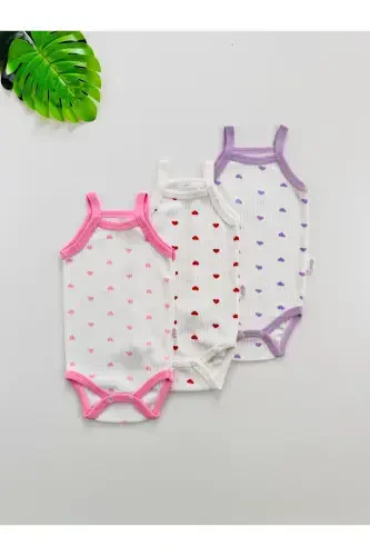 3 ta tugmali ipdan yasalgan yurak naqshli qizaloq bolalar bodisi - rangli - EFU BABY (1)