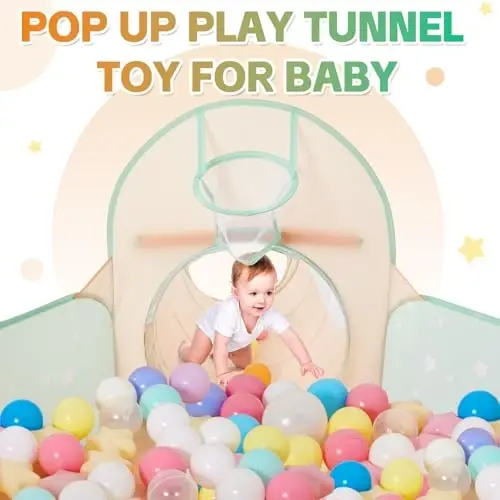 3 tadan 1 bolgan Pop Up Kids o'yin chodiri tunnel va to'plar bilan kichkintoylar uchun, 1 2 3 yoshli o'g'il va qiz bolalar uchun o'yinchoqlar, bolalar uchun yopiq o'yin uyi - 2