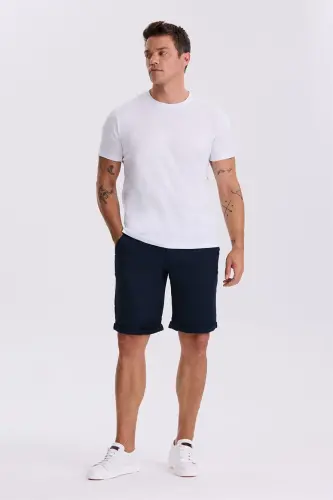3 talik to‘plam Basic Slim Fit Qora Oq Ko‘k 100% Paxta Dumaloq Yoqa T-Shirt - 3