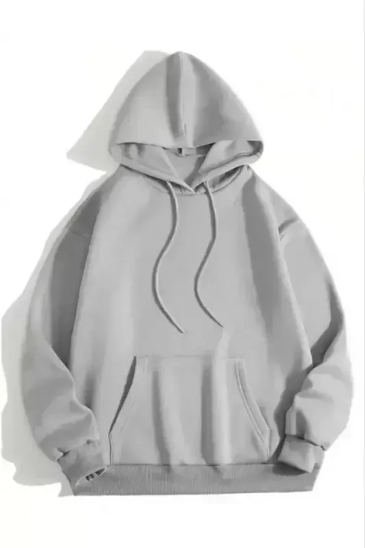 3 Thread Cotton Unisex Hoodie - Grey - 1
