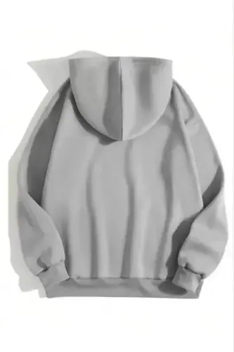 3 Thread Cotton Unisex Hoodie - Grey - 2
