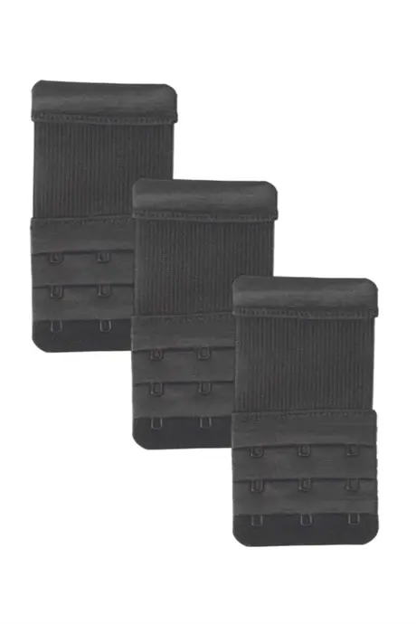 3 Удлинителя для бюстгальтера на черной резинке, широкий дополнительный элемент с 3 крючками - BÜYÜKBEDENIZ