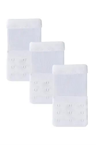 3 White Elastic Bra Extender Clasp Wide 3 Hook Extension - 1