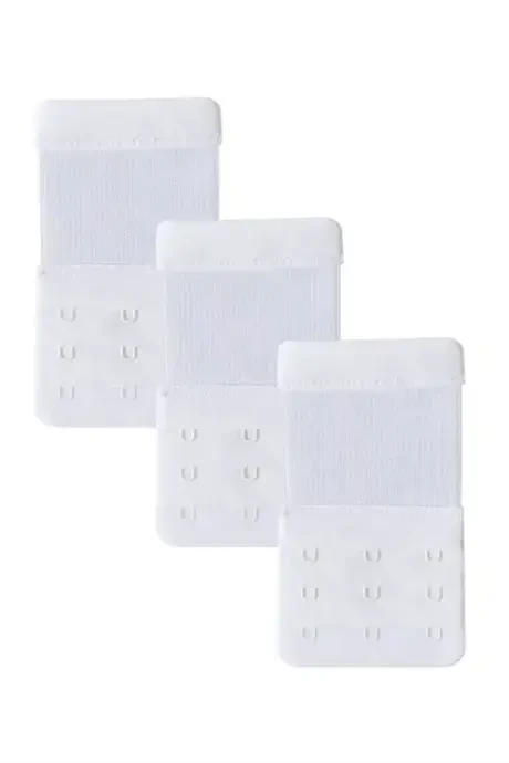 3 White Elastic Bra Extender Clasp Wide 3 Hook Extension - 3