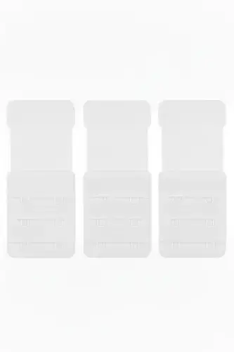 3 White Elastic Bra Extender Clasps 2 Hook Extension - 1