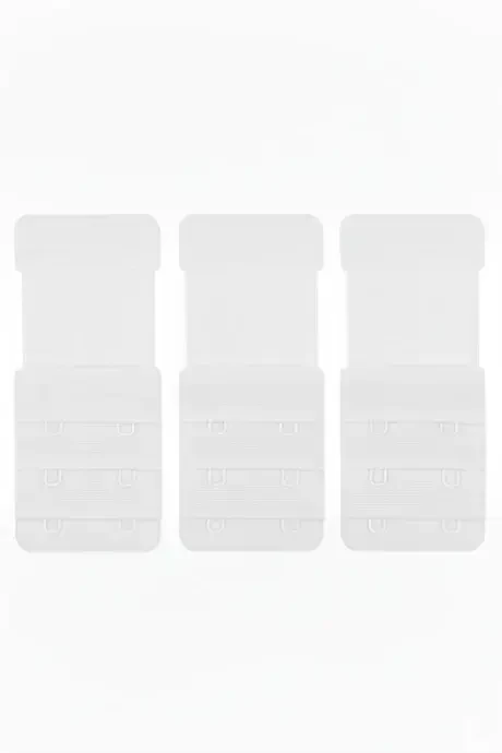 3 White Elastic Bra Extender Clasps 2 Hook Extension - 1