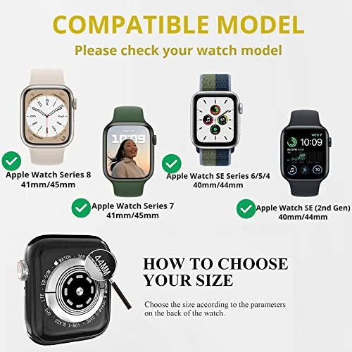 3-х Комплект Чехлов, Совместимых с Apple Watch SE Серии 6/5/4 44mm с Защитной Пленкой из Закаленного Стекла, EWUONU Жесткий PC Полное Покрытие Ультратонкий HD Бампер Защитный Чехол для iWatch 44mm, Черный/Черный/Черный - EWUONU (1)