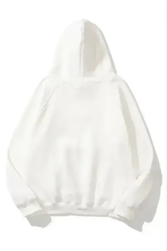 3-х ниточный хлопковый унисекс худи - Белый - 2