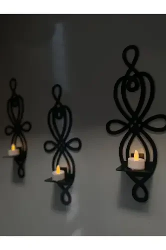 3-х свечной подсвечник из дерева для стены, декоративный подсвечник для стены - 3