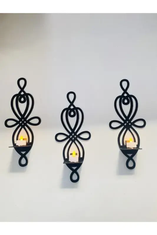 3-х свечной подсвечник из дерева для стены, декоративный подсвечник для стены - 4