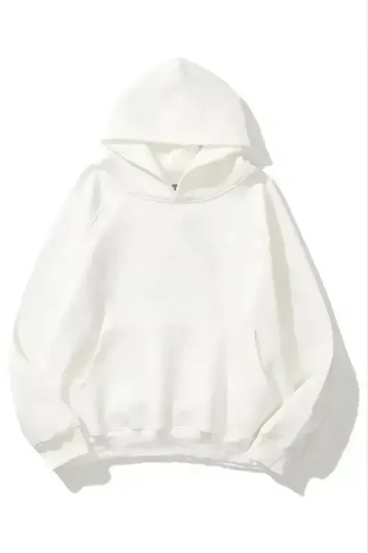 3 Yarn Cotton Unisex Hoodie - White - 1